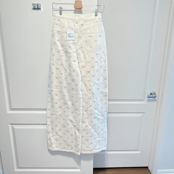 Self Portrait Bow Embellished High Waist Denim Size 25 - Picture 6 of 8